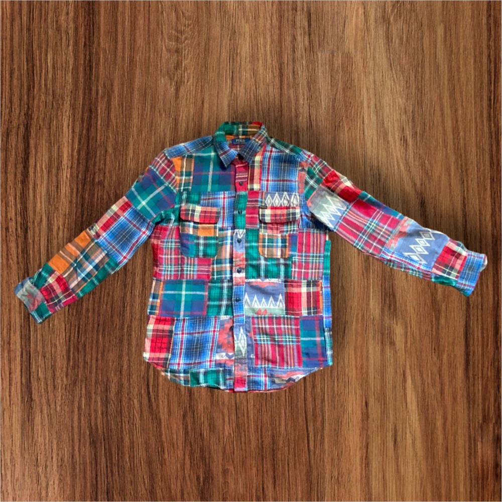 Ralph Lauren Southwestern Aztec Patchwork Flannel Shirt Size Medium